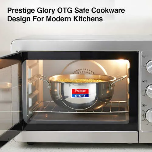 Prestige Glory Stainless Steel Cookware Kadai 22 Cm / 3.5 L With Glass Lid - Detail View